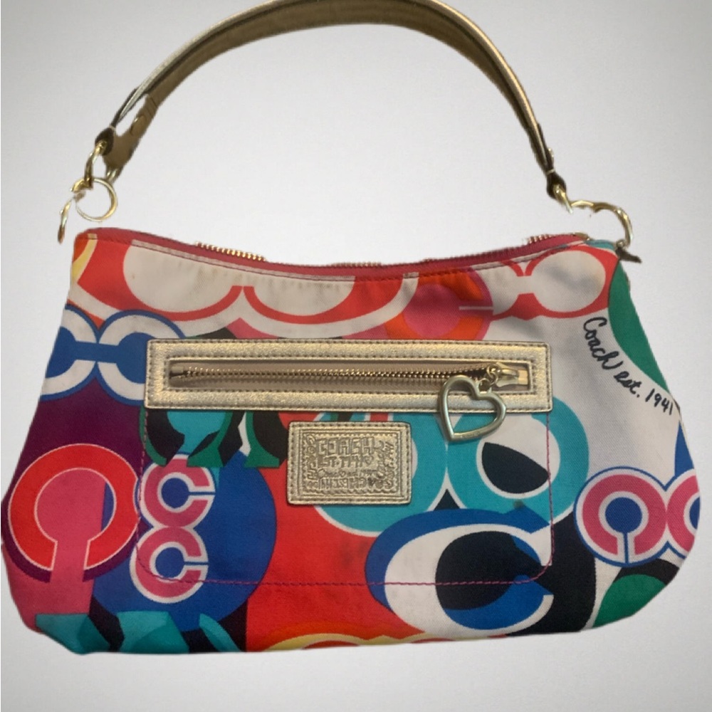 COACH multi color hand bag.